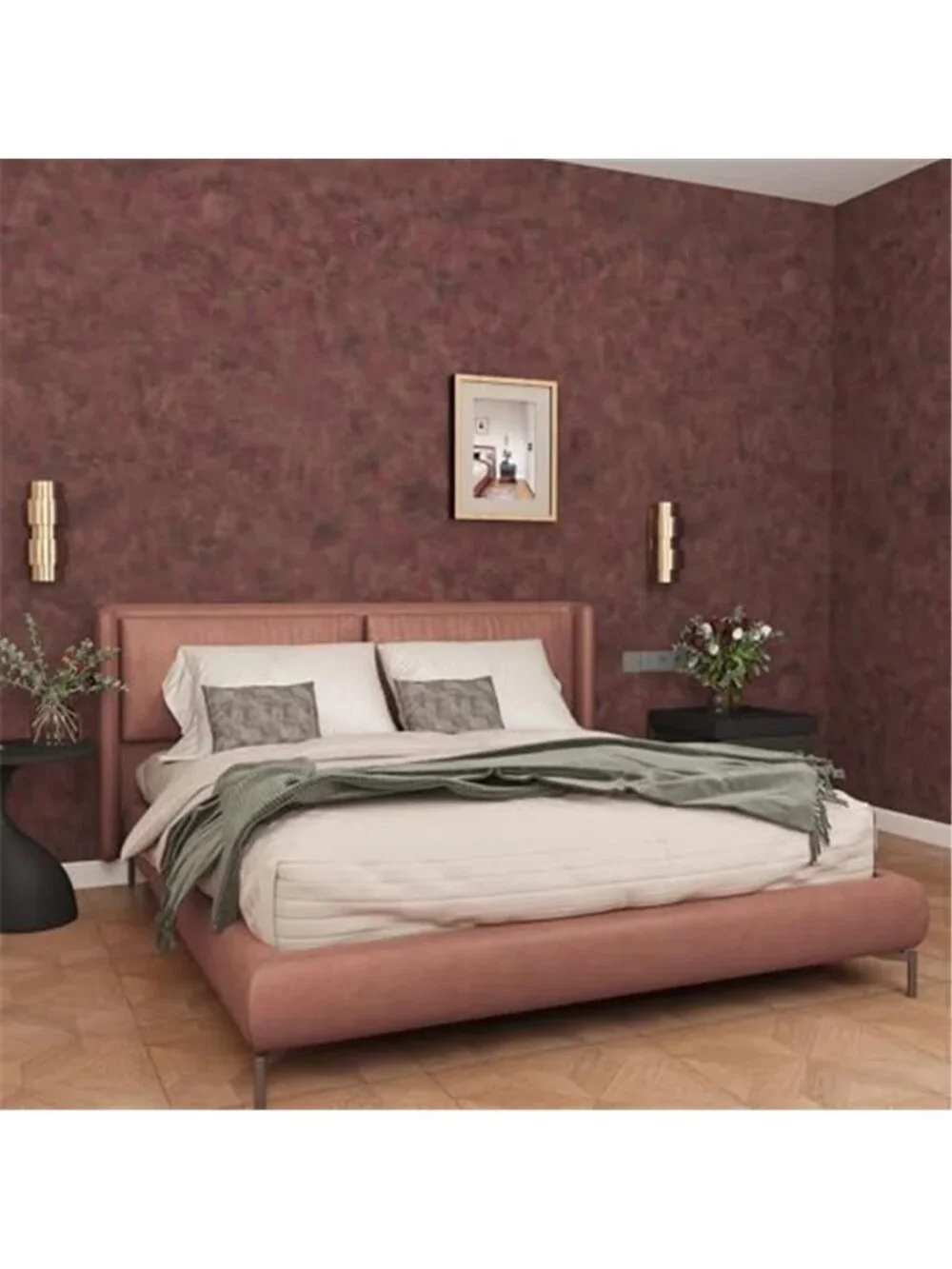 Red Gold Concrete Wallpaper Peel And Stick Metallic Contact Paper Wall Decor